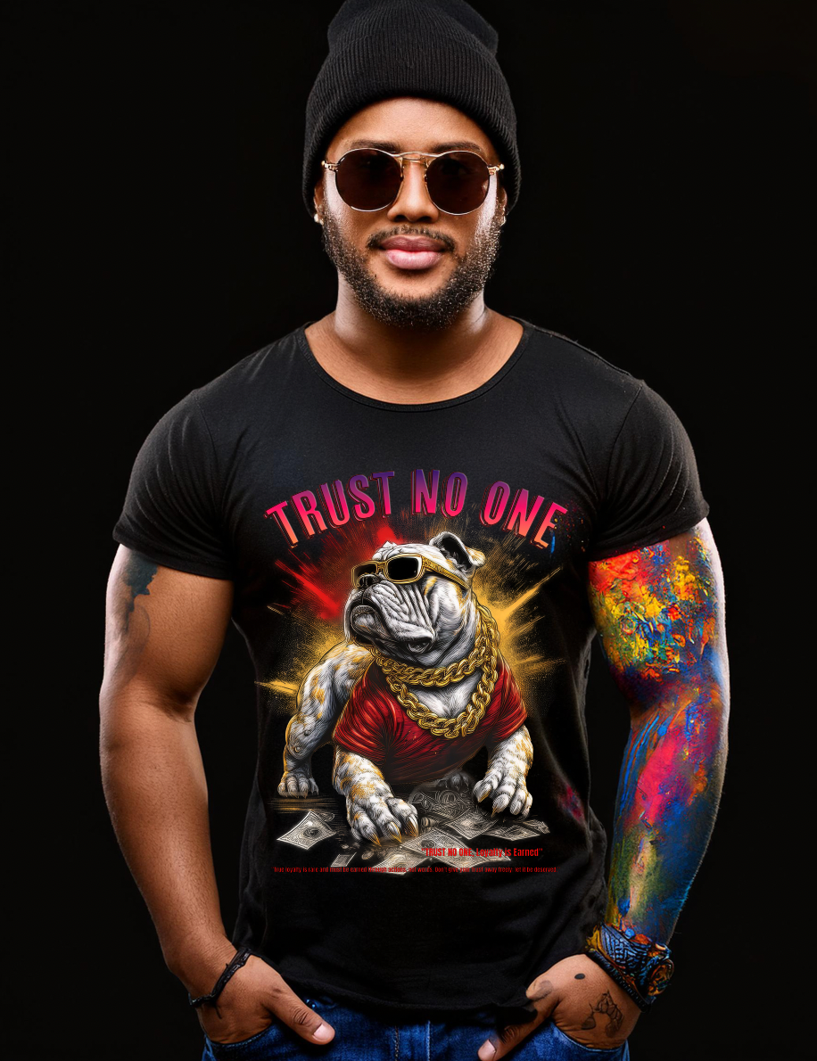 Bulldog Trust No One Art Exclusive T-Shirts | Grooveman Music TM