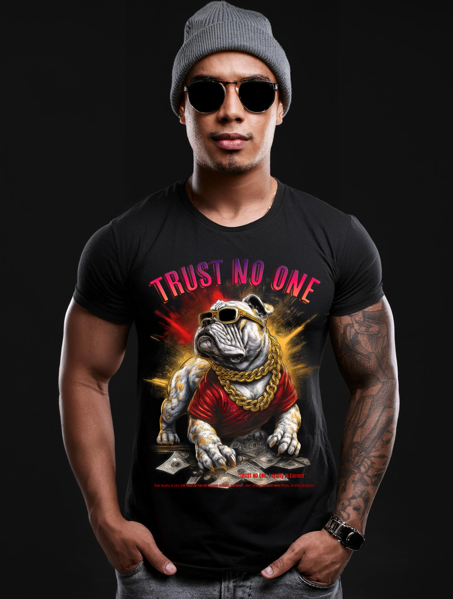 Bulldog Trust No One Art Exclusive T-Shirts | Grooveman Music TM