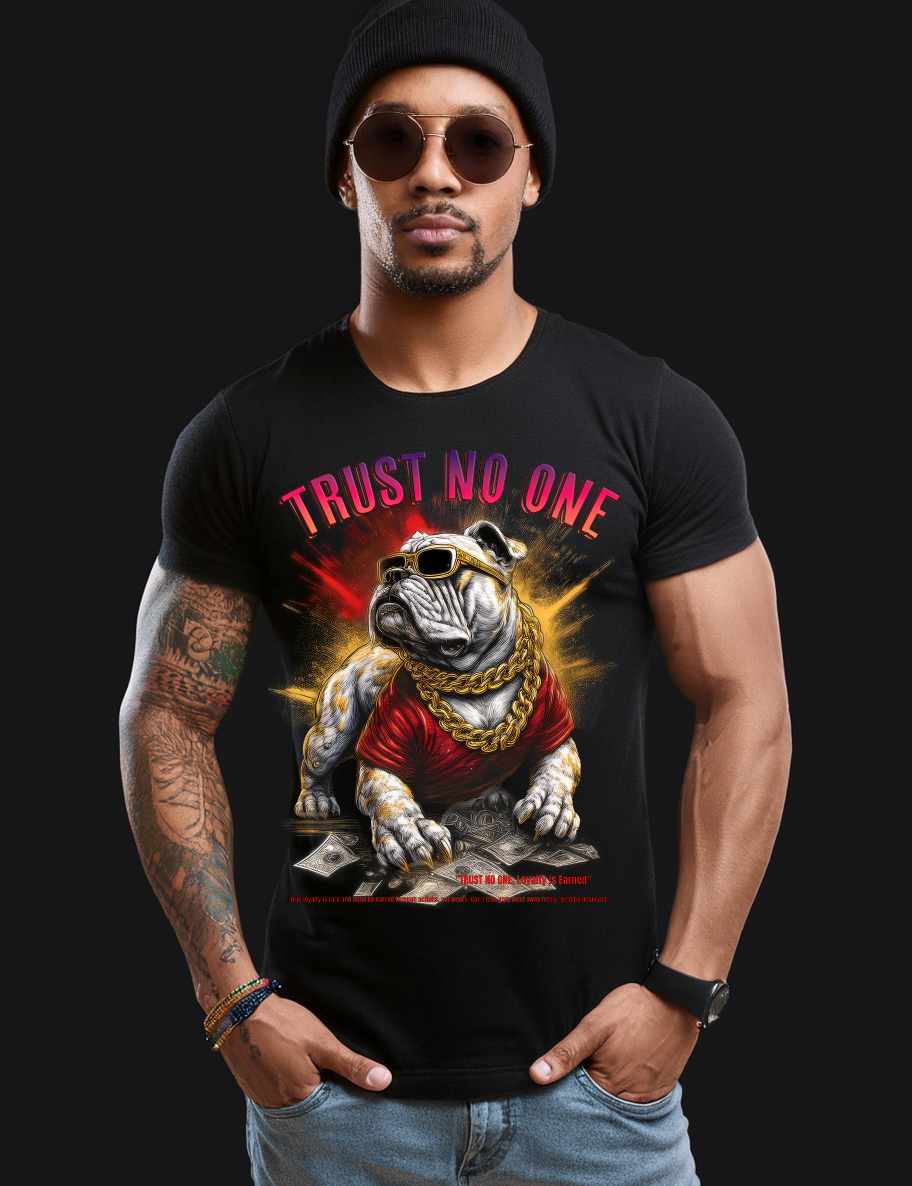 Bulldog Trust No One Art Exclusive T-Shirts | Grooveman Music TM