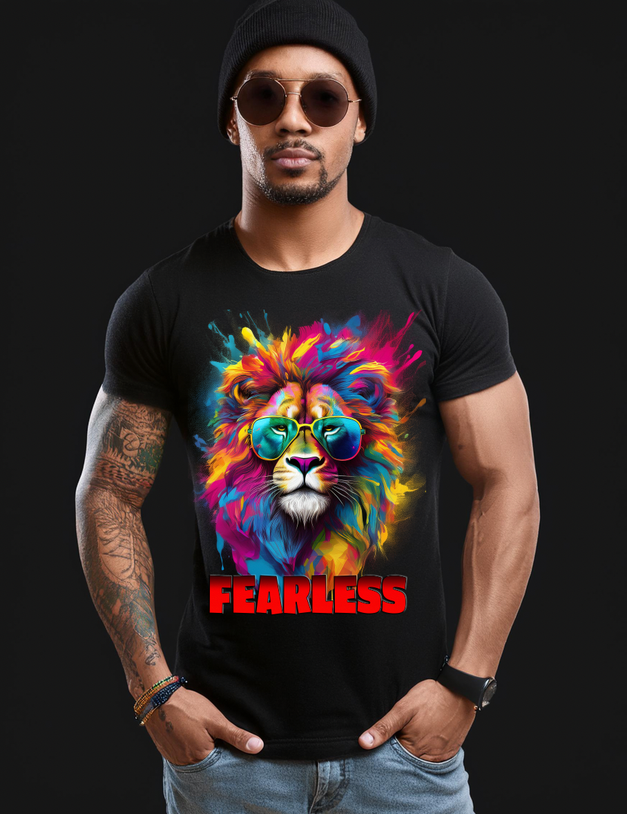 Lion Fearless Art Exclusive T-Shirts | Grooveman Music TM