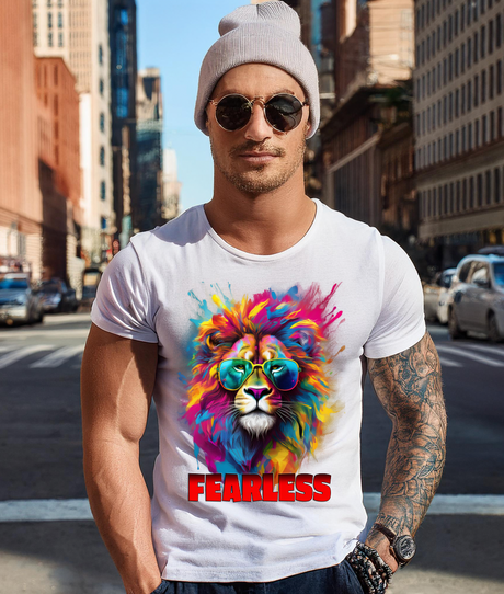 Lion Fearless Art Exclusive T-Shirts | Grooveman Music TM