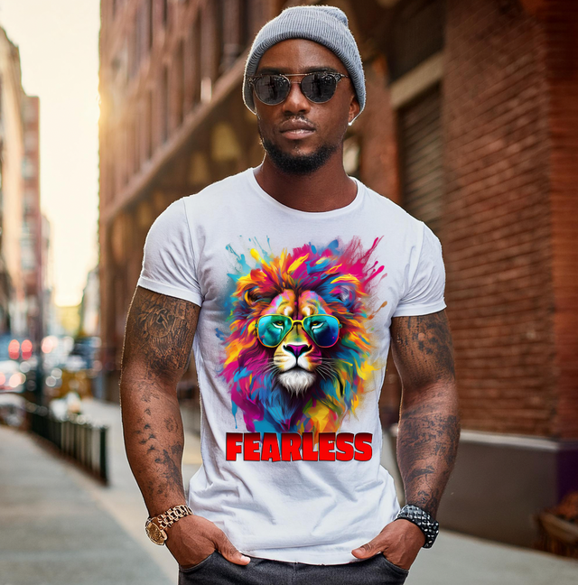 Lion Fearless Art Exclusive T-Shirts | Grooveman Music TM