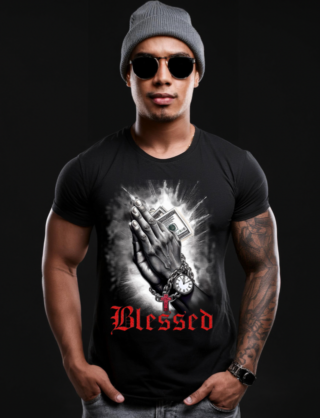 Hands Pray Blessed Art Exclusive T-Shirts | Grooveman Music TM