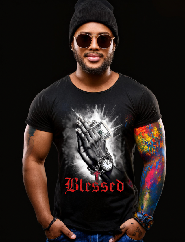 Hands Pray Blessed Art Exclusive T-Shirts | Grooveman Music TM