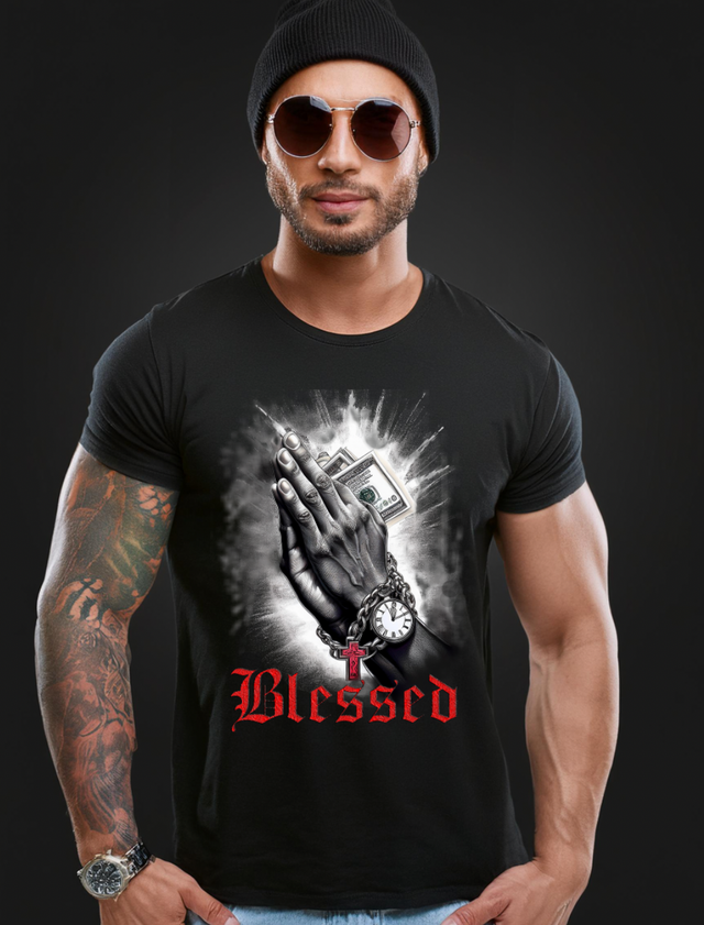 Hands Pray Blessed Art Exclusive T-Shirts | Grooveman Music TM