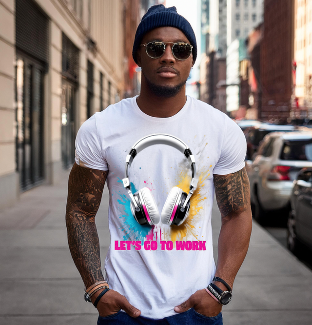 Headphones Let's go to Work Art Exclusive T-Shirts | Grooveman Music TM