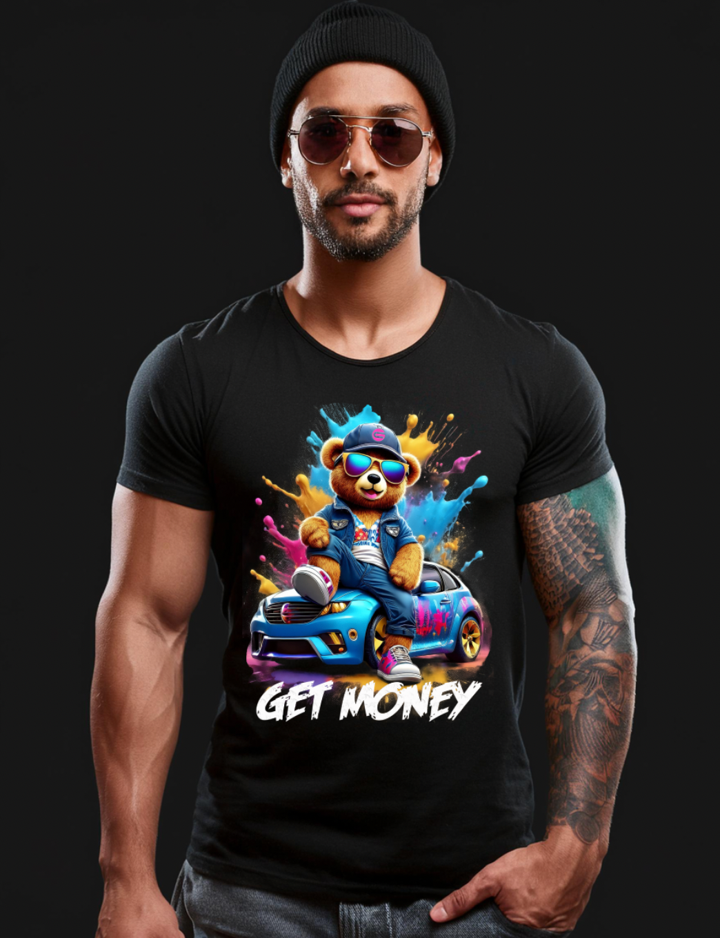 Teddy Over the Car Art Exclusive T-Shirts | Grooveman Music TM