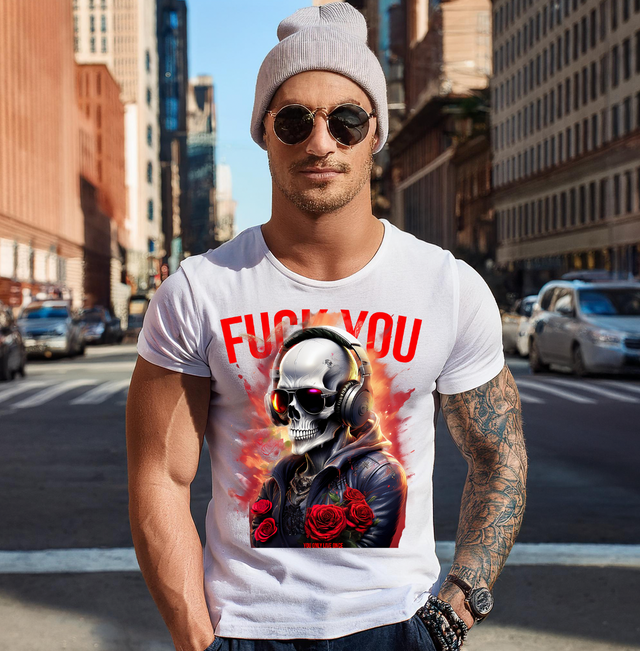 Skull Fuck You Red Roses Art T-Shirts | GM TM