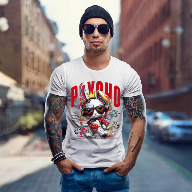 Bunny Graffiti in Red Art T-Shirts | GM Trademark