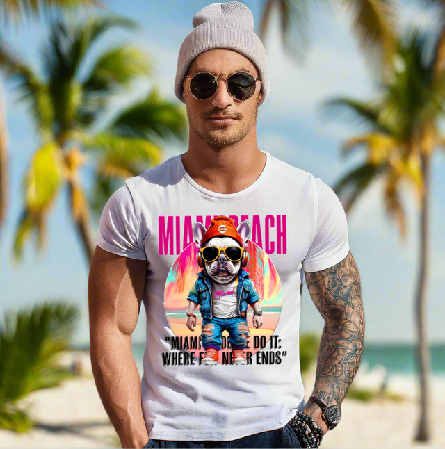 Frenchie Miami Art T-Shirts | GM TradeMark