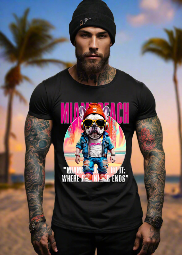 Frenchie Miami Art T-Shirts | GM TradeMark