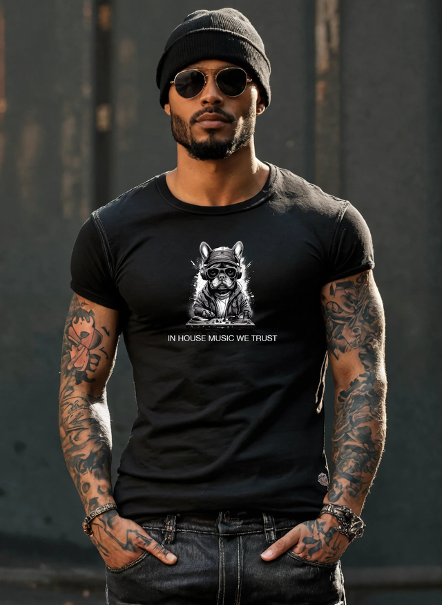 Frenchie In House Music Black Collection Art Exclusive T-Shirts | GM Trademark