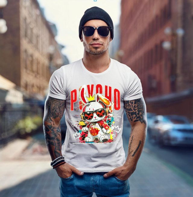 Rhinestones T Shirt Bunny Psycho Red Exclusive | Grooveman Music TM