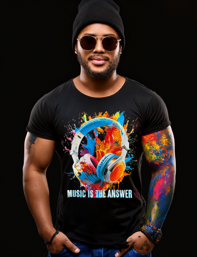 Rhinestones T Shirt Music is the Answer Exclusive | Grooveman Music TM