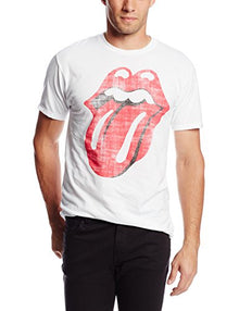 The Rolling Stones Men'S Stones Classic Distressed Tongue On White T-Shirt, White, Small [T-Shirt]