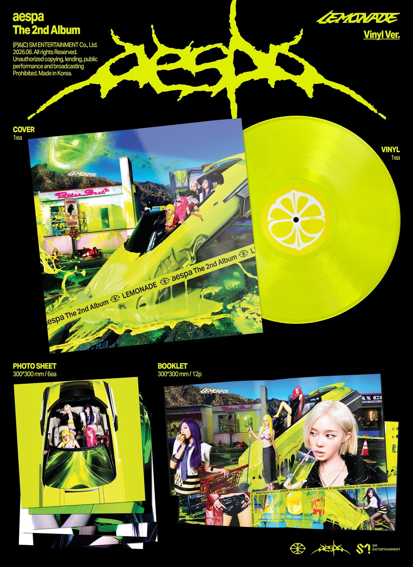 aespa - The 2Nd Album ‘Lemonade’ [Neon Yellow Vinyl] [Vinyl]