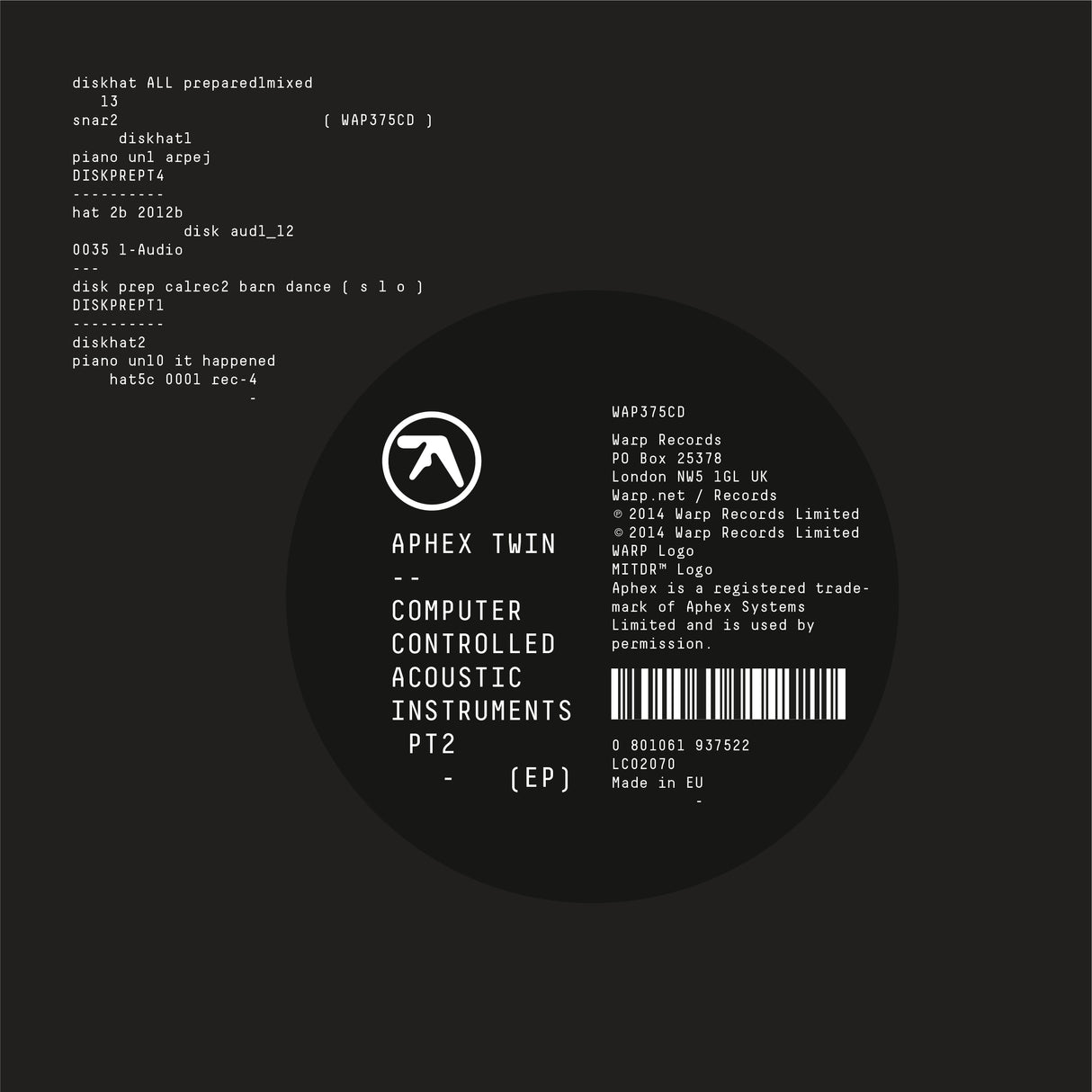 Aphex Twin - Computer Controlled Acoustic Instruments pt 2 EP [CD]