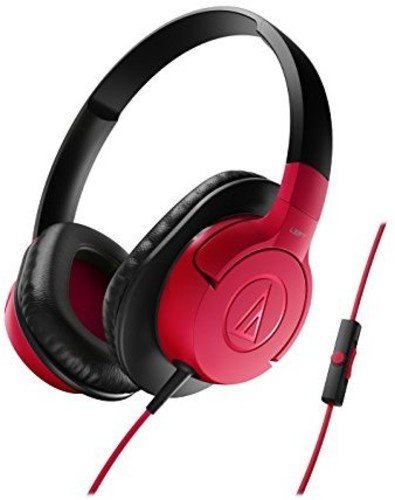 ATH-AX1ISRD - SonicFuel over-ear headphones with universal in-line mic, volume & track control for compatible smartphones, red [Speakers]