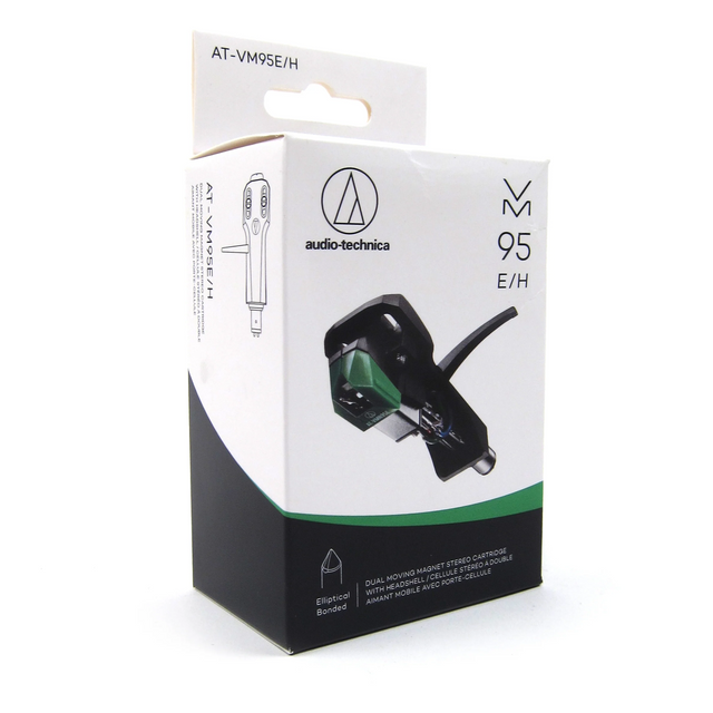 Audio-Technica - Kit combinado de cápsula de imán móvil doble y cabezal AT-VM95E/H de Audio Technica (negro/verde) [Cápsula]