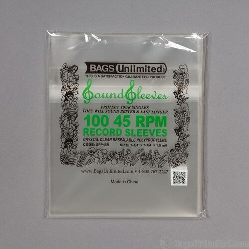 Bags Unlimited - Bags Unlimited SPP45R - 7 IN 45 RPM Outer Record Sleeve - Resealable - 100 CNT [Sleeves]