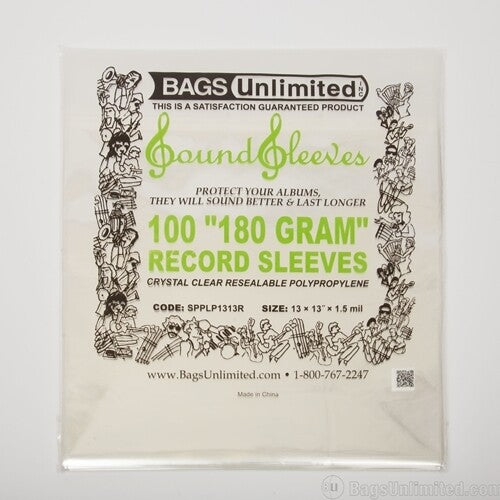 Bags Unlimited SPPLP1313R - 12 Inch 180G LP Jacket Sleeve - Resealable - 100 CNT [Sleeves]