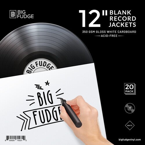 Big Fudge BFRJ-W-12x20US 12-inch Vinyl LP Record Blank Jackets 20 Pack Matte White [Slipmat]