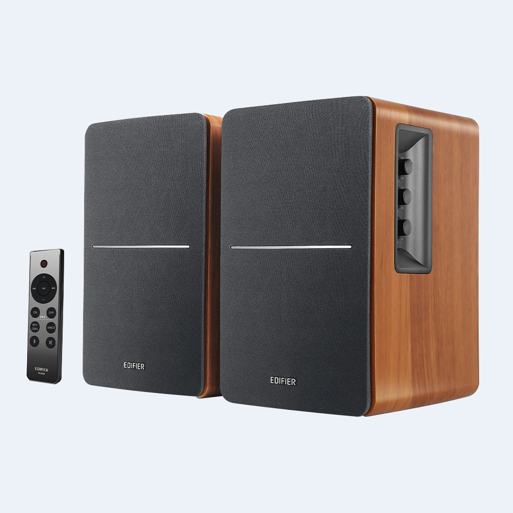 R1280DBs Powered Bluetooth Bookshelf Speakers - Brown [Speakers]