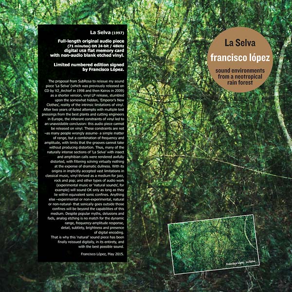 FRANCISCO LOPEZ - La Selva [Vinyl]