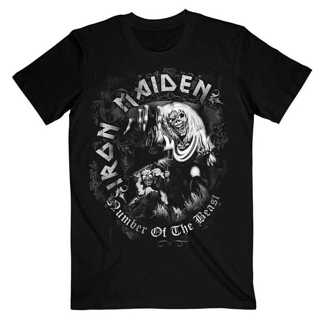 Iron Maiden - Camiseta de tono gris con el número de la bestia