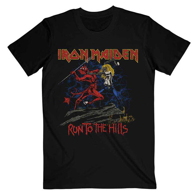 Iron Maiden - Número de la bestia Corre hacia las colinas Distress [Camiseta]