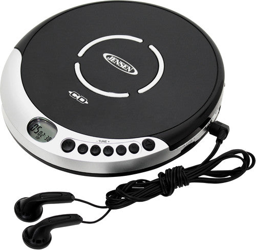 Jensen - Jensen CD-60R Personal CD Player - 60 Second Anti-Skip - FM Radio (Silver/Black) [CD Player]