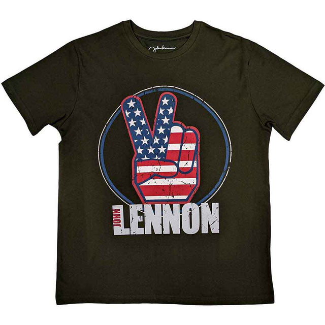 John Lennon Peace Fingers US Flag T-Shirt