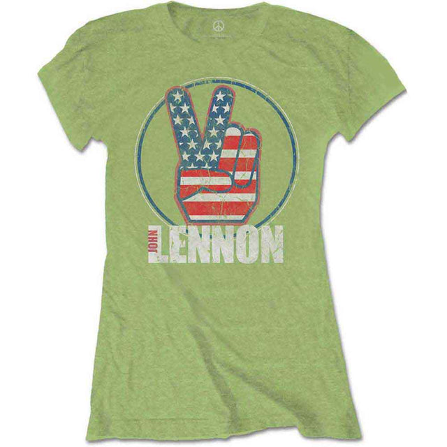John Lennon Peace Fingers US Flag T-Shirt