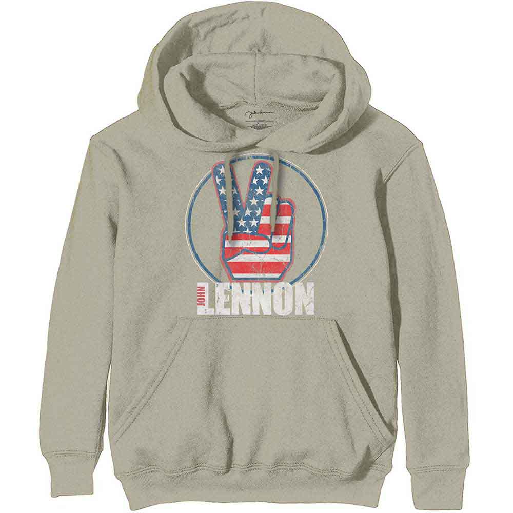 John Lennon - Sudadera con capucha y bandera de Estados Unidos con los dedos de la paz