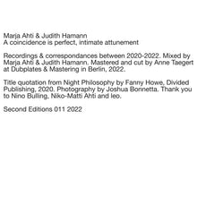 MARJA AHTI & JUDITH HAMANN - A coincidence is perfect, intimate attunement [Vinyl]