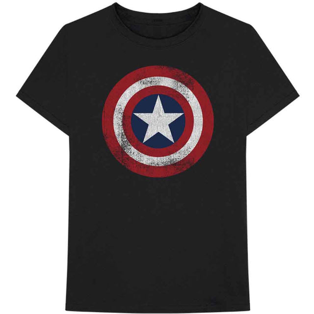 Marvel Comics - Camiseta con escudo desgastado del Capitán América