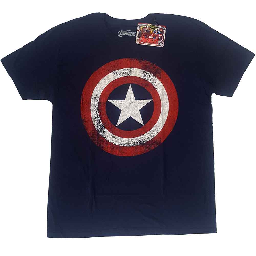 Marvel Comics - Camiseta con escudo desgastado del Capitán América