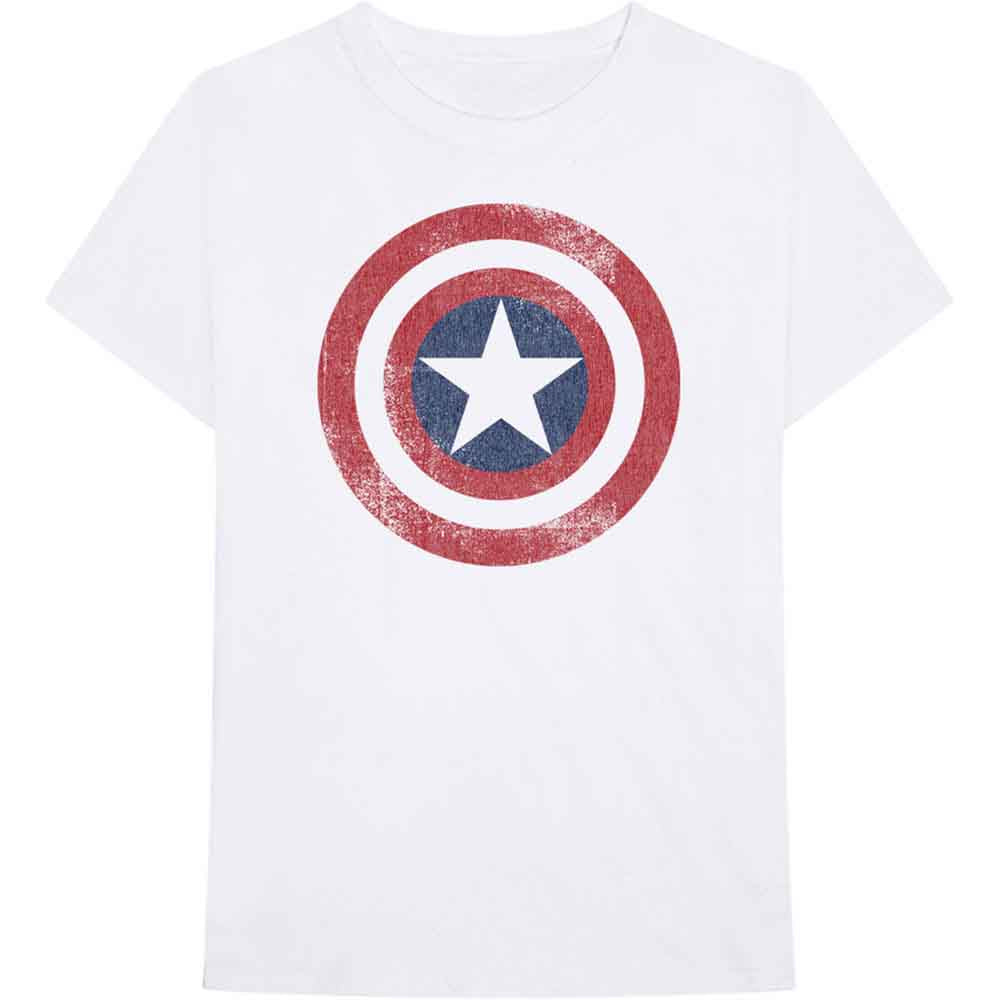 Marvel Comics - Camiseta con escudo desgastado del Capitán América