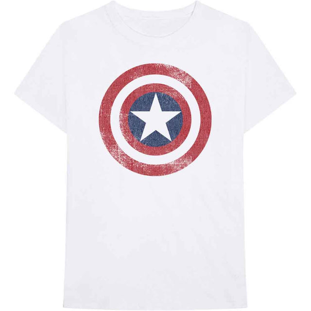 Marvel Comics - Camiseta con escudo desgastado del Capitán América