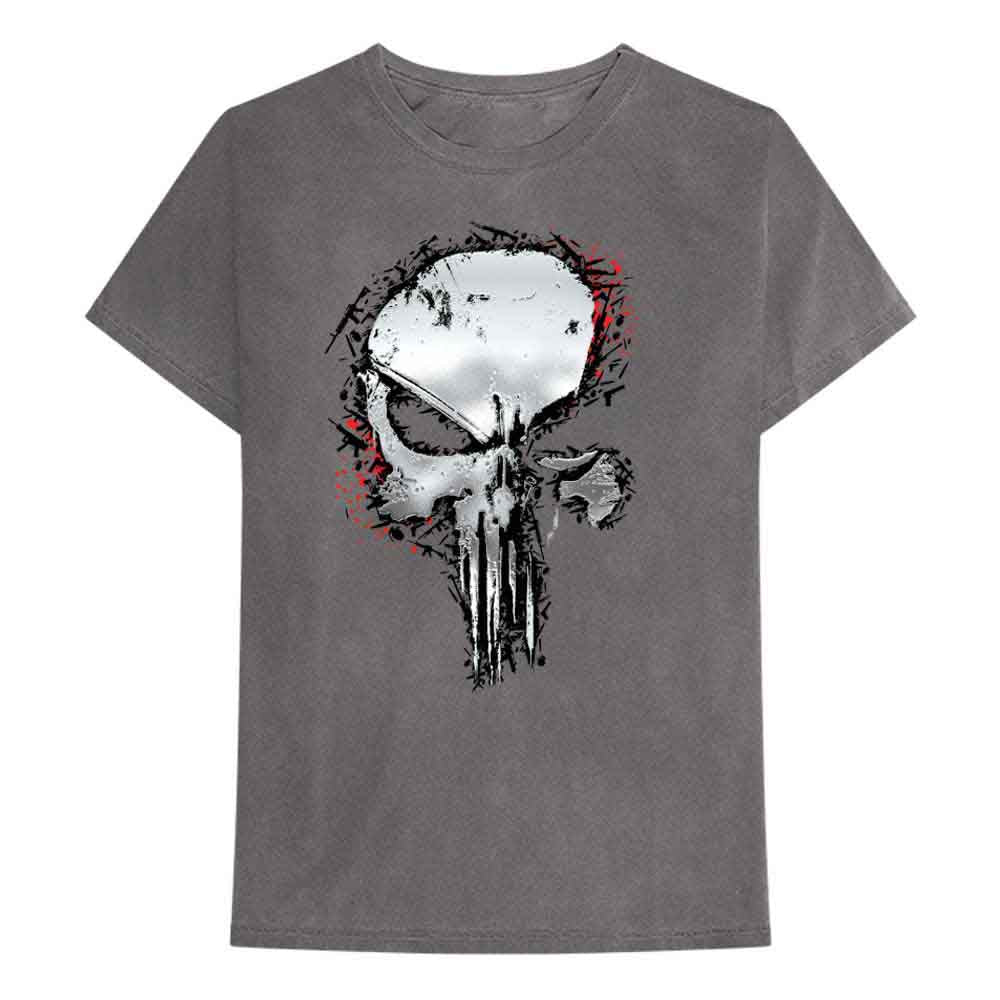 Marvel Comics - Camiseta con calavera metálica de Punisher