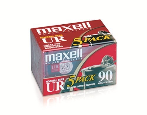 Maxell - Maxell 108562 UR-90 5PK Casetes de audio con polarización normal de 90 minutos con estuches, paquete de 5 [Cassette]