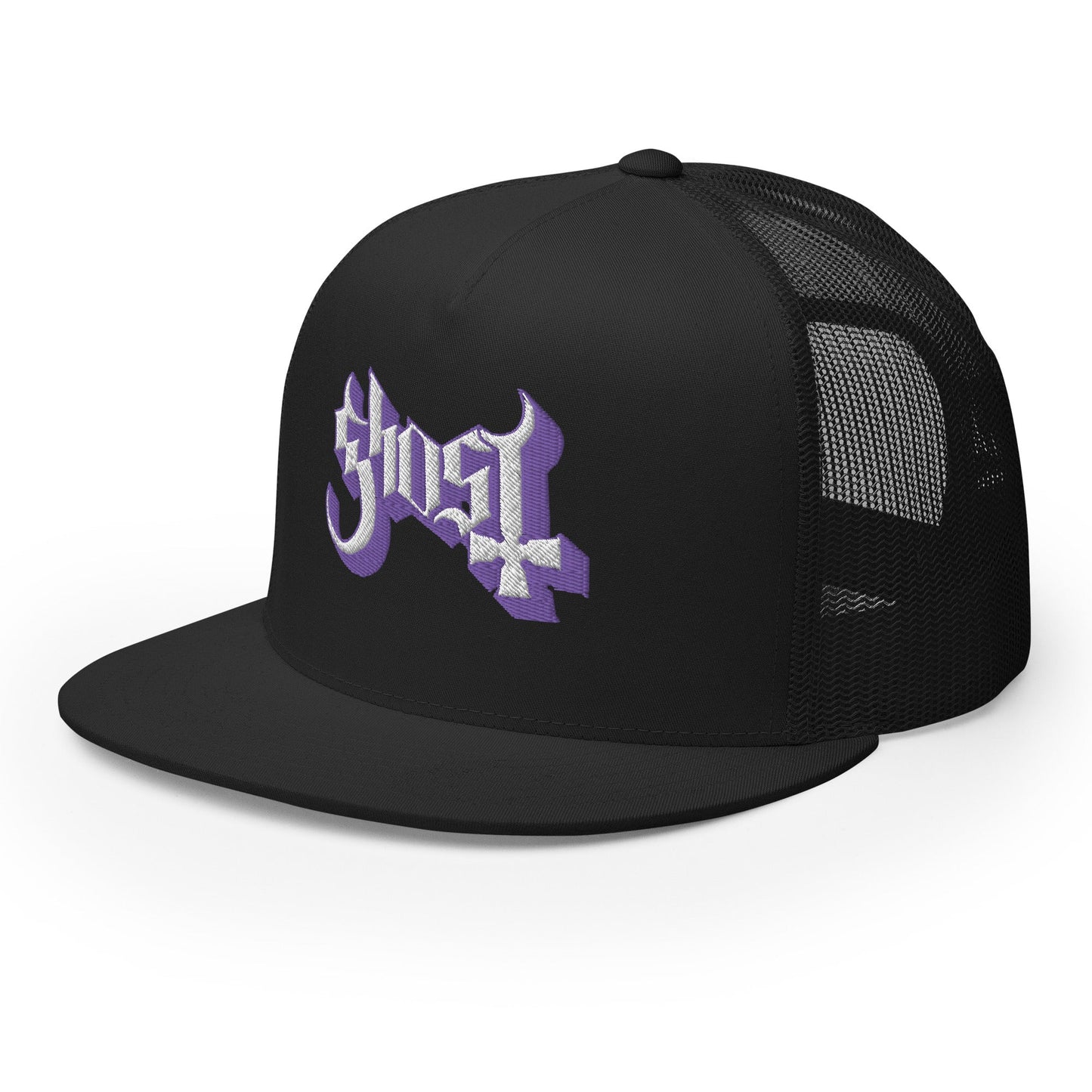MERCHMOMENT Ghost Purple Logo Embroidered Trucker Hat [Apparel]