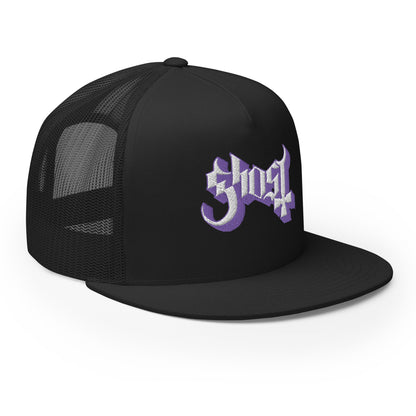 MERCHMOMENT Ghost Purple Logo Embroidered Trucker Hat [Apparel]