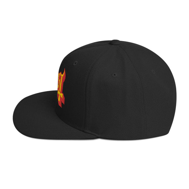 Ghost Yellow Logo Black Embroidered Snap Back Hat []