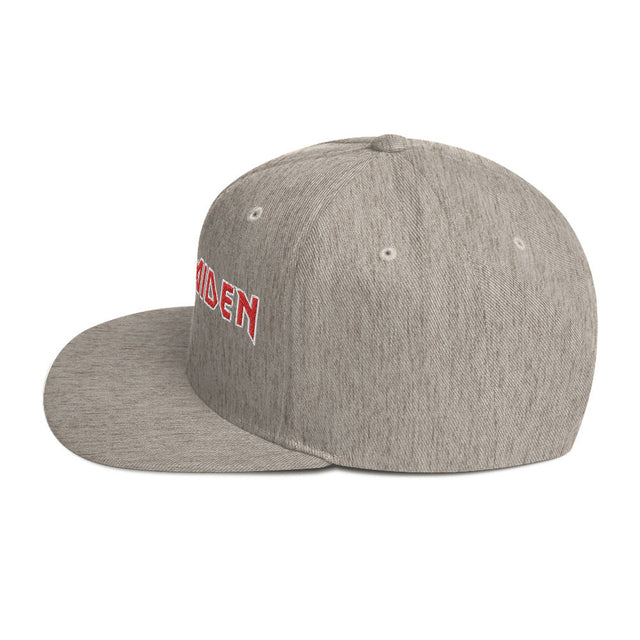 MerchMoment - Iron Maiden Classic Logo Grey Embroidered Snap Back Hat []