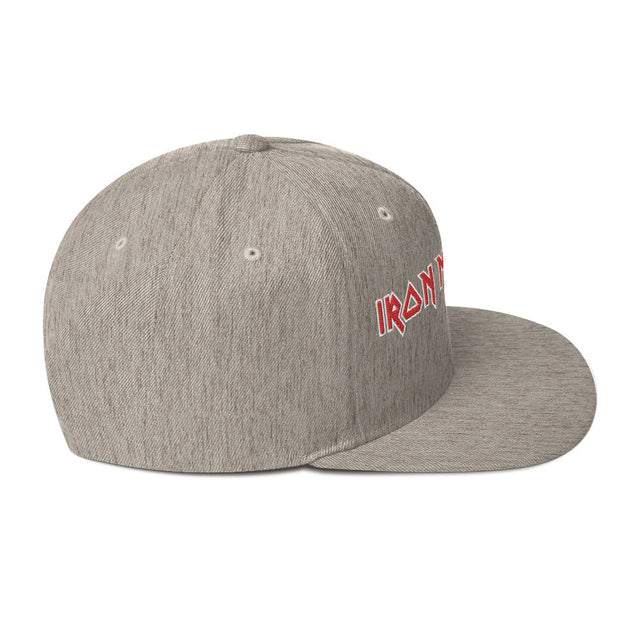 MerchMoment - Iron Maiden Classic Logo Grey Embroidered Snap Back Hat []