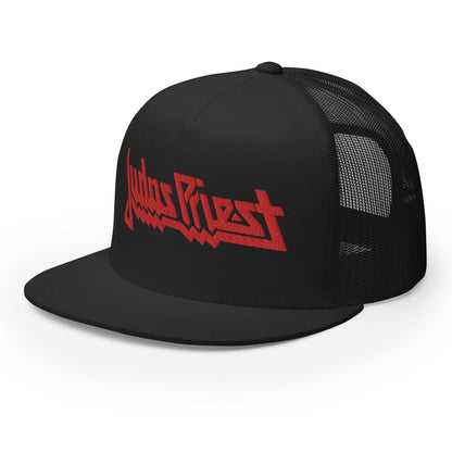 MERCHMOMENT Judas Priest Electric Red Logo Embroidered Trucker Hat [Apparel]
