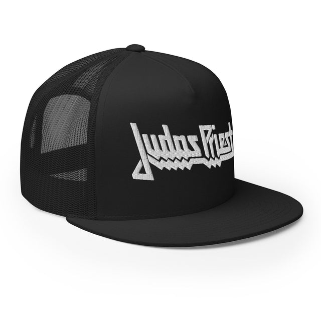 Judas Priest Electric White Logo Embroidered Trucker Hat []