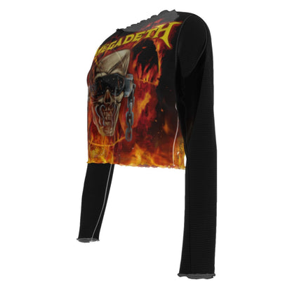 MERCHMOMENT Megadeth Flaming Vic Women's Mesh Top [Apparel]