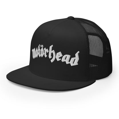 MERCHMOMENT Motorhead Arched Logo Embroidered Trucker Hat [Apparel]
